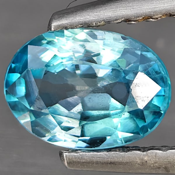 Natural Blue Zircon 1.14 Ct. Oval Shape 7.2 x 5.2 Mm Gemstone from Cambodia (1 of 3)