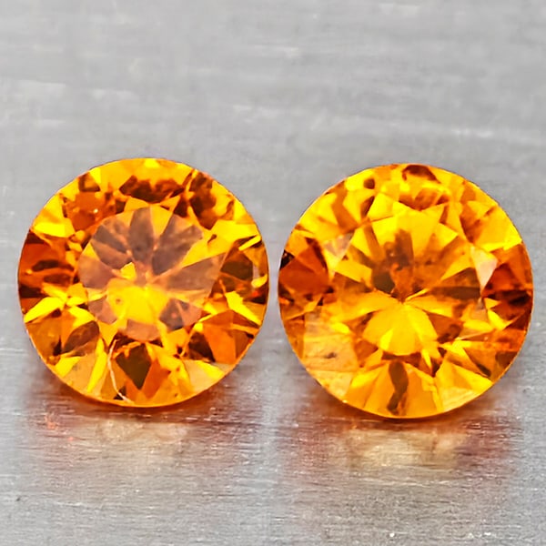 Natural Orange Yellow Sapphire 0.22 Ct. 2 Pcs Round Diamond Cut 2.8 Mm Gemstones From Thailand (1 of 3)