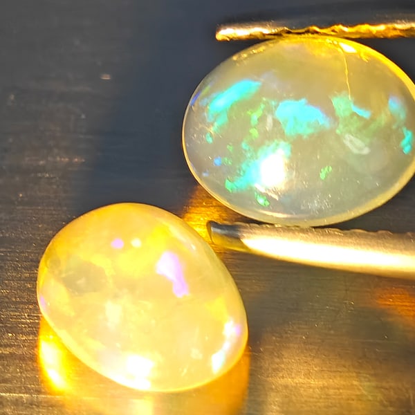 Natural Multi-Color Play Of Colour Opal 1.91 Ct. 2 Pcs Oval Cabochon Shape 8.2 x 6 Mm Gemstones From (1 of 3)