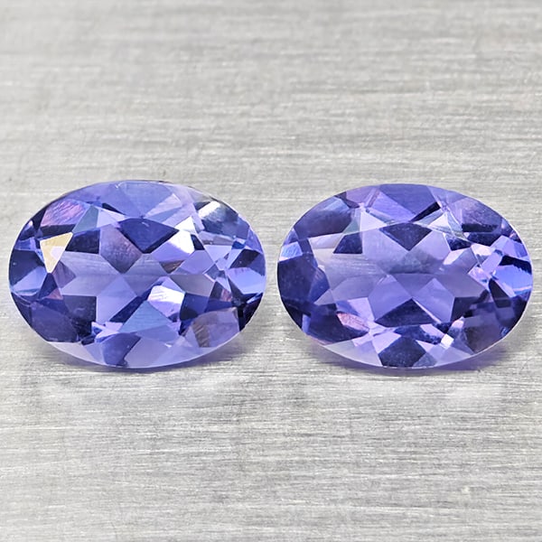 Natural Violet Blue Iolite 1.41 Ct. 2 Pcs Oval Shape 7.3 x 5.3 Mm Gemstones From Madagascar (1 of 3)