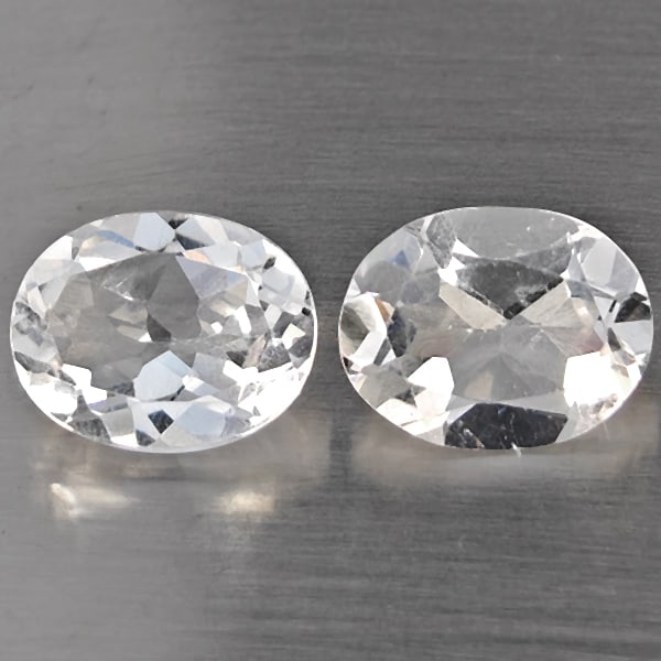 Natural White Quartz 3.09 Ct. 2 Pcs Oval Shape 9.3 x 7.3 Mm Gemstone from Brazil (1 of 3)