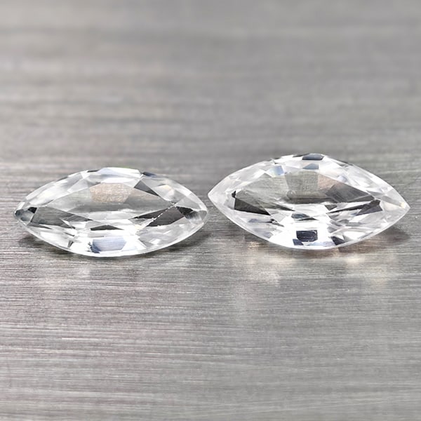 Natural White Zircon 1.29 Ct. 2 Pcs. Marquise Shape 7.8 x 4 Mm Gemstones From Cambodia (1 of 3)