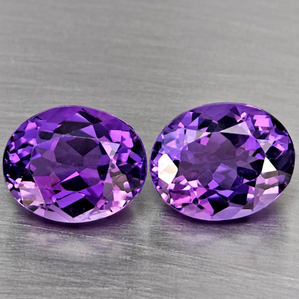 Natural Purple Amethyst 6.23 Ct. 2 Pcs. VVS Oval Shape 10.5 x 8.5 Mm. Gemstone From Brazil (1 of 3)