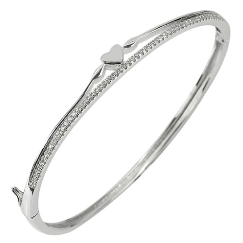 925 Sterling Silver Jewelry Bangle 9.04 Grams Heart Diameter 63 x 58 mm.: Product ID: 220000118 Product Type: 925 Sterling Silver Fine Jewelry Jewelry Weight: 9.04 Grams. Gemstones Color: Silver Metal: Solid Silver 92.5%. Gemstone Detail: About 9.04 Grams. Round White CZ Si