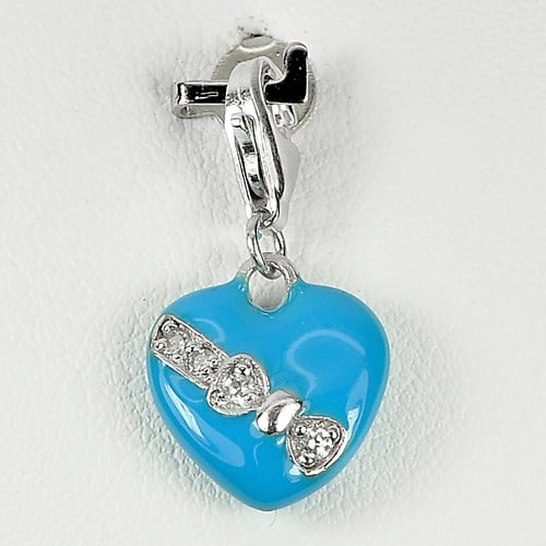 925 Sterling Silver Pendant Jewelry 22 x 12 Mm. 2.55 Grams Blue Enamel (1 of 3)