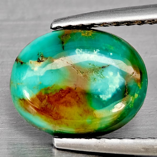 Natural Multi Color Green Turquoise 2.54 Ct. Oval Shape Cabochon 10.2 x 8.4 Mm Gemstone from india (1 of 3)