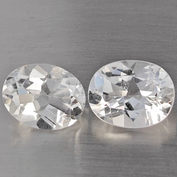 Natural White Quartz 3.56 Ct. 2 Pcs Oval Shape 9.2 x 7.3 Mm Gemstone from Brazil (1 of 3)