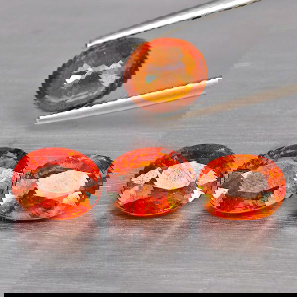 Natural Orangish Red Spessartine Garnet 5.76 Ct. 4Pcs 7.3 x 5.8 Mm Oval Shape Gemstones From Namibia (1 of 3)