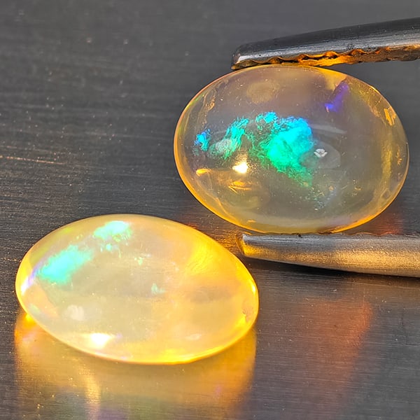 Natural Multi-Color Play Of Colour Opal 1.46 Ct. 2 Pcs Oval Cabochon Shape 7.7 x 6 Mm Gemstones From (1 of 3)