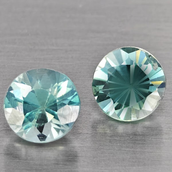 Natural Blue Zircon 1.35 Ct. 2 Pcs Round Diamond Cut 5.1 Mm Gemstone From Cambodia (1 of 3)
