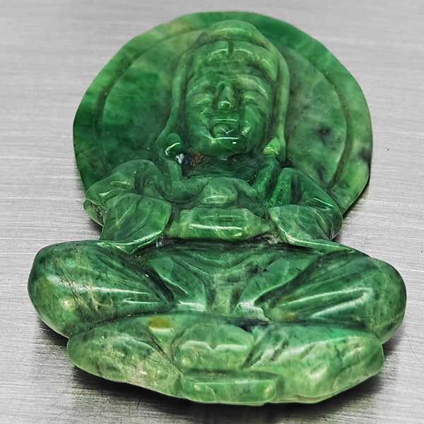 Natural Green Jade Carving 42.76 Ct. Size 36 x 21 Mm. Gemstone from Thailand: Product ID: 819816164 Product Name: Natural Gemstones Weight: 42.76 CT. Size: 36 x 21 x 6.7 MM. Shape: Carving shape Color: Multi-Color Green Clarity:Opaque Luster: Good Gems Origin: Thailand Treatmen