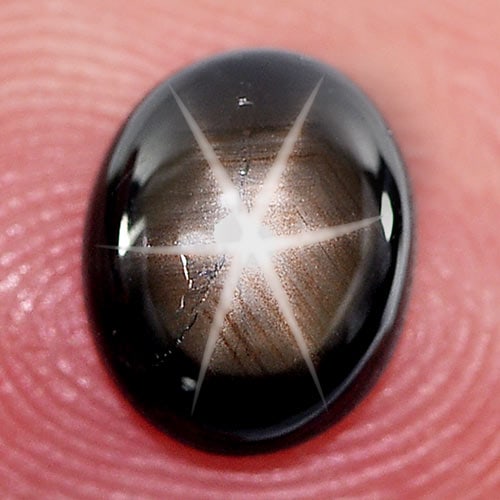 Natural Black Star Sapphire 6 Rays 1.87 Ct. Oval Cabochon Shape 8.2 x 6.6 Mm. Gemstone (1 of 3)