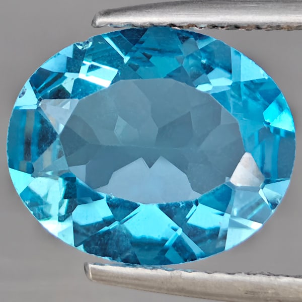 Natural Swiss Blue Topaz 4.15 Ct. Oval Shape 12 x 10 Mm Gemstone from Brazil (1 of 3)