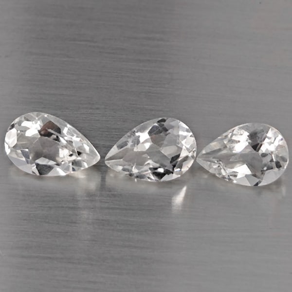 Natural White Quartz 3.61 Ct. 3 Pcs Pear Shape 9 x 6 Mm Gemstone from Brazil (1 of 3)