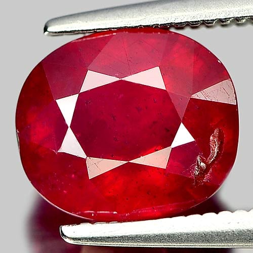 Natural Purplish Red Ruby 3.42 Ct. Oval Shape 8.7 x 7.6 Mm Gemstone from Madagascar (1 of 3)