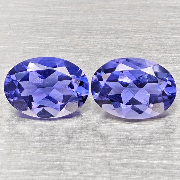 Natural Violet Blue Iolite 1.27 Ct. 2 Pcs Oval Shape 7.1 x 5.1 Mm Gemstones From Madagascar (1 of 3)