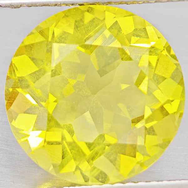 Natural Yellow Lemon Quartz 7.96 Ct. Round Shape 13.1 Mm Gemstone From Brazil (1 of 3)