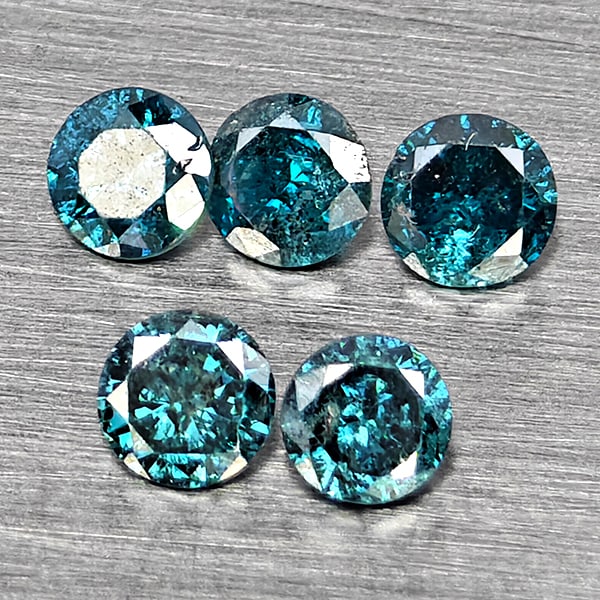 Natural Blue Loose Diamond 0.45 Ct. 5 Pcs Round Diamond Cut 2.8 Mm (1 of 3)