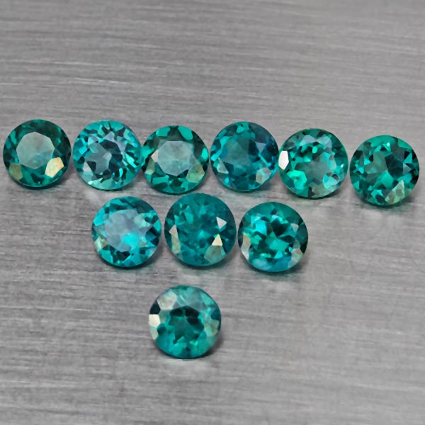Natural Bluish Green Topaz 3.36 Ct. 10 Pcs Round Shape 4.3 Mm Gemstone from Brazil (1 of 3)
