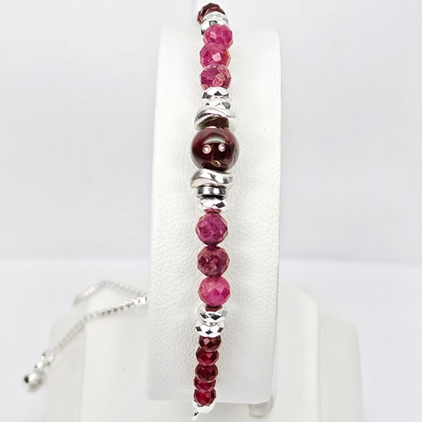 Natural Ruby 952 Sterling Silver Bracelet Jewelry Max Length 6 Inch. (1 of 3)