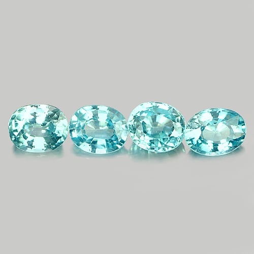 Natural Blue Zircon 2.51 Ct. 4 Pcs. Oval Shape 5.4 x 4 Mm. Gemstones From Cambodia (1 of 3)
