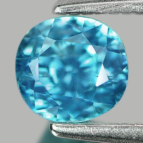 Natural Blue Zircon 1.37 Ct. Oval Shape 5.2 x 5 Mm Gemstone from Cambodia (1 of 3)