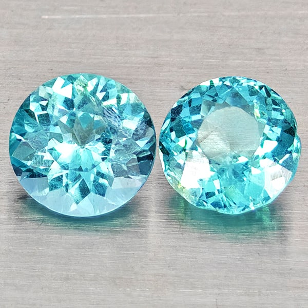 Natural Paraiba Color Apatite 0.90 Ct. 2 Pcs Round Shape 5.1 Mm Gemstones From Tanzania (1 of 3)