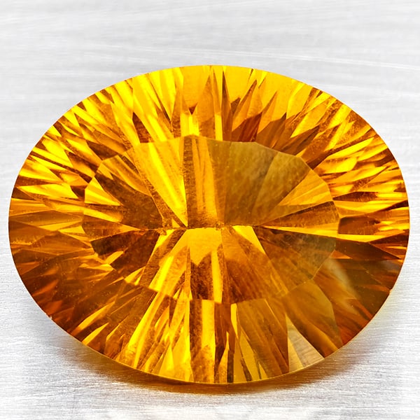 Natural Yellow Citrine 22.60 Ct. Clean Oval Concave Cut 21 x 17.1 Mm Gemstone From Brazil (1 of 3)