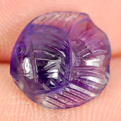 Natural Purple Amethyst 3.52 Ct. Fish Carving Shape 11.3 x 11.1 Mm. Gemstone from Brazil (1 of 3)