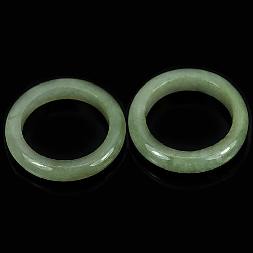 Natural Green Jade Ring 21.11 Ct. 2 Pcs Round Shape 21 Mm Gemstone From Thailand (1 of 3)