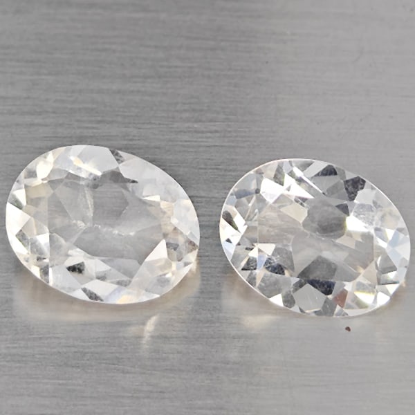 Natural White Quartz 1.98 Ct. 2 Pcs Oval Shape 9.1 x 7.2 Mm Gemstone from Brazil (1 of 3)