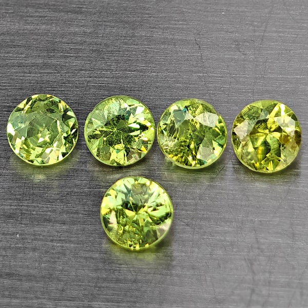 Natural Green Demantiod Garnet 0.82 Ct. 5 Pcs Round Diamond Cut 3.3 Mm Gemstones From Madagascar (1 of 3)