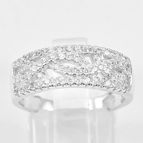 925 Sterling Silver Ring Jewelry with Round White Beautiful Design Size 6 (1 of 3)