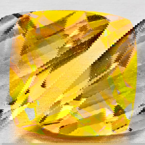 Natural Yellow Citrine 3.84 Ct. Cushion Checkerboard Cut 9.9 Mm. Gemstone From Brazil (1 of 3)