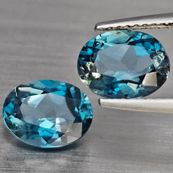 Natural London Blue Topaz 2.44 Ct. 2 Pcs Oval Shape 9 x 7.2 Mm Gemstones From Brazil (1 of 3)