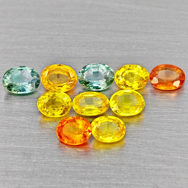 Natural Fancy Color Sapphire 1.84 Ct. 10 Pcs Oval Shape Gemstones From Tanzania: Product ID: 806162694 Product Name: Natural Sapphire Weight: 1.84 CT. Size: 4.1 x 3.2 x 2.1 MM. Shape: Oval Shape Color: Fancy Color Clarity:VSI Luster: Good Gems Origin: Tanzania Treatment: Heated Cr