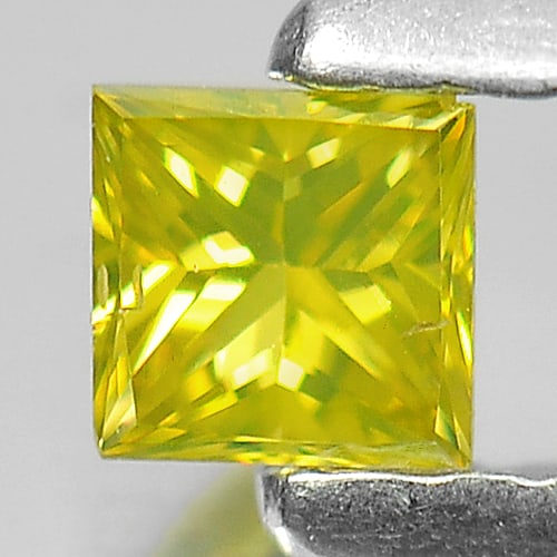 Natural Yellow Diamond 0.11 Ct. Square Princess Cut 2.8 x 2.8 x 1.8 Mm. From Belgium (1 of 3)