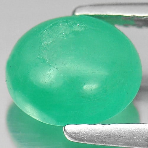 Natural Green Emerald 1.78 Ct. Oval Cabochon Shape 8.2 x 7.2 Mm. Gemstone From Columbia (1 of 3)