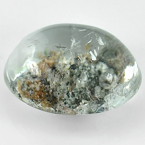 Natural White Brown Moss Quartz 40.99 Ct. Oval Cabochon Shape 24 x 19 Mm Gemstone From Brazil (1 of 3)