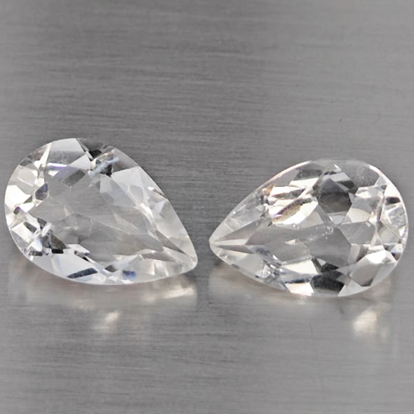 Natural White Quartz 4.74 Ct. 2 Pcs Pear Shape 11.9 x 8.4 Mm Gemstone from Brazil (1 of 3)