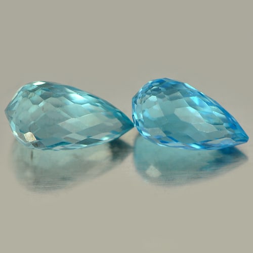 Natural Blue Topaz 2.38 Ct. 2 Pcs Briolette Shape 8.5 x 4.7 Mm Gemstones From Brazil (1 of 3)