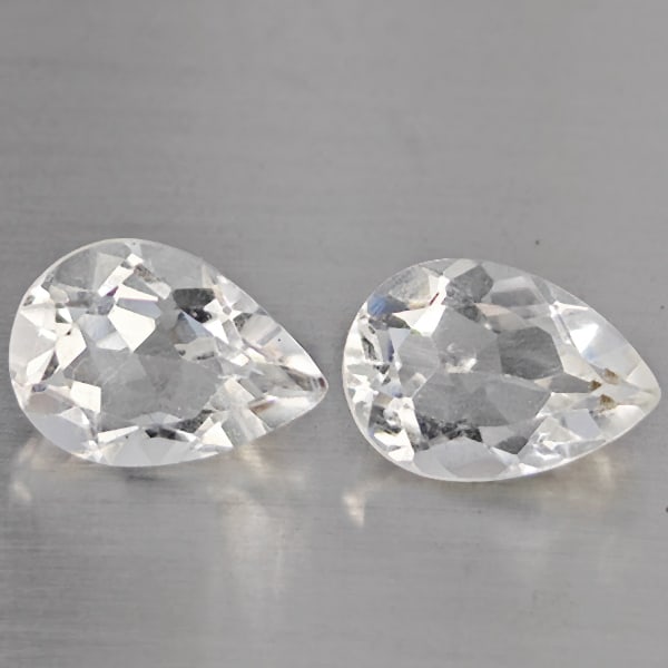 Natural White Quartz 3.66 Ct. 2 Pcs Pear Shape 10 x 7.2 Mm Gemstone from Brazil (1 of 3)