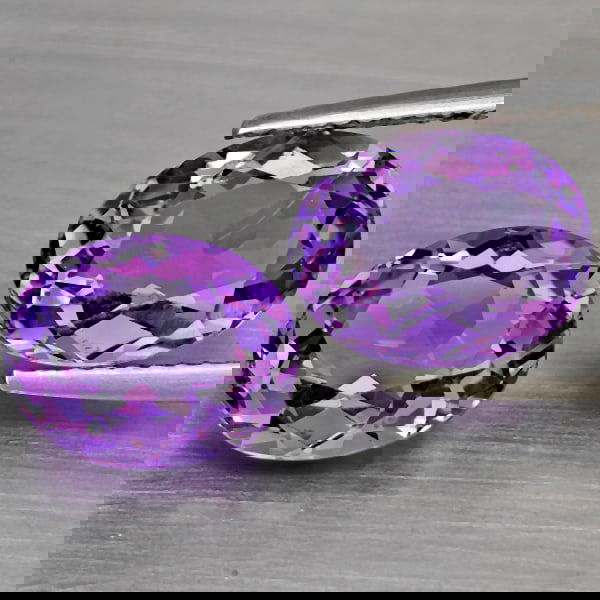 Natural Purple Amethyst 5.78 Ct. 2 Pcs Oval Shape 10.3 x 8.4 Mm Gemstone From Brazil (1 of 3)