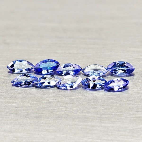 Natural Violetish Blue Tanzanite 1.31 Ct. 10 Pcs Marquise Shape 5.1 x 2.7 Mm Gemstones From Tanzania: Product ID: 807015021 Product Name: Natural Tanzanite Weight: 1.31 CT. Size: 5.1 x 2.7 x 1.3 MM. Shape: Marquise Shape Color: Violetish Blue Clarity:VSI Luster: Good Gems Origin: Tanzania Treatment: U