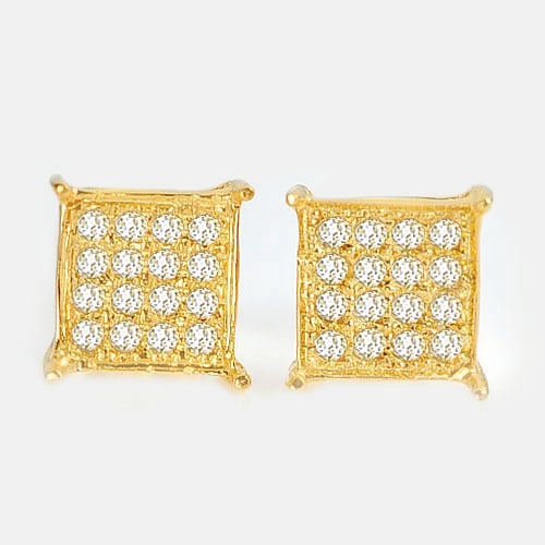 Natural White Diamond 10K Yellow Gold Earring Size 14 x 6 Mm. 0.82 G.: Jewelry Setting Metal: 10 K Solid Gold Jewelry Weight: 0.8 Grams. Gemstones Details Product ID: 550000033 Product Name: Solid Yellow Gold Gemstone: Total Gem Weight: 0.10 CT. Gems Size: 1 x 1 MM. Shap