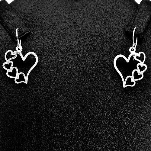 925 Sterling Silver Earrings Jewelry 2.34 Grams Beautiful Heart Design (1 of 3)