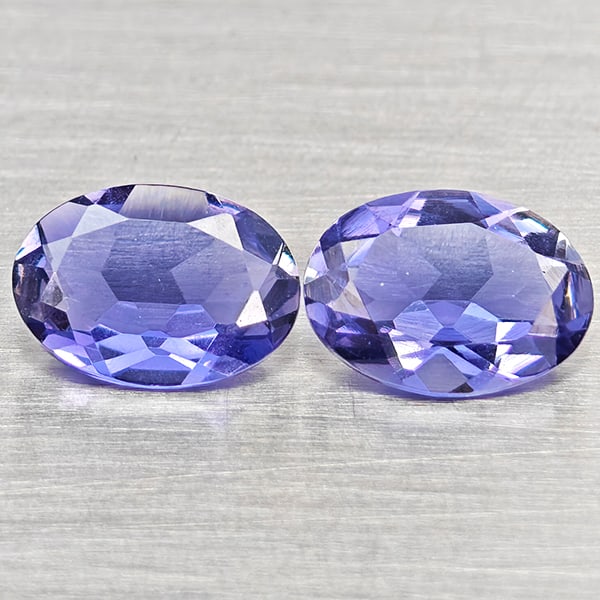 Natural Violet Blue Iolite 1.36 Ct. 2 Pcs Oval Shape 7.2 x 5.2 Mm Gemstones From Madagascar (1 of 3)