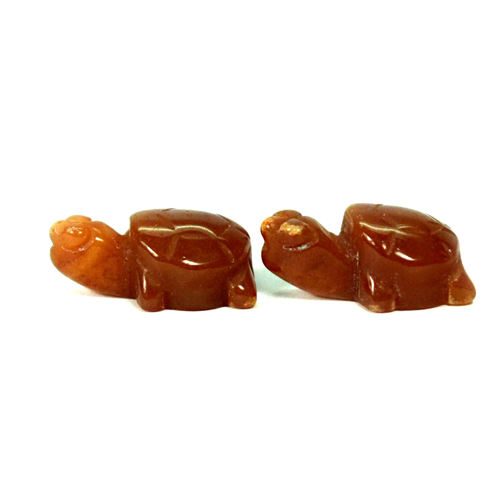 Natural Honey Jade 33.72 Ct. Turtle Carving 2 Pcs. Size 14 x 22 x 10 Mm. (1 of 3)