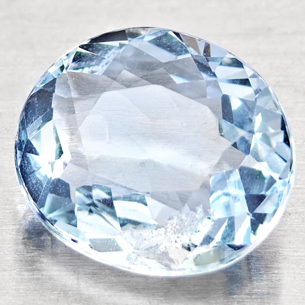 Natural Baby Blue Aquamarine 1.03 Ct. Oval Shape 7.5 x 6.6 Mm Gemstone from Brazil: Product ID: 800812164 Product Name: Natural Aquamarine Weight: 1.03 CT. Size: 7.5 x 6.6 x 3.4 MM. Shape: Oval Shape Color: Baby Blue Clarity:VSI - SI1 Luster: Good Gems Origin: Brazil Treatment: Unhea