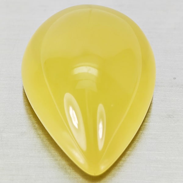 Natural Yellow Lemon Quartz 36.95 Ct. Pear Cabochon Shape 25 x 18 Mm Gemstone From Brazil (1 of 3)